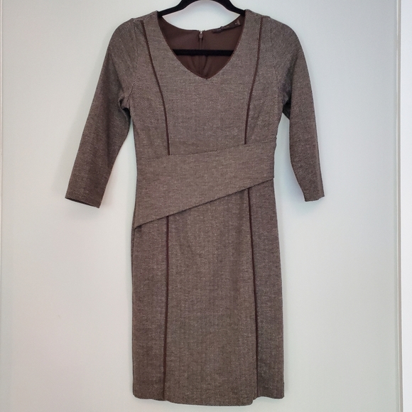The Limited Brown Herringbone Piped Dress - Picture 8 of 10